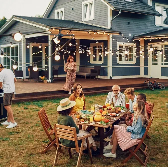Family having a BBQ party outdoors